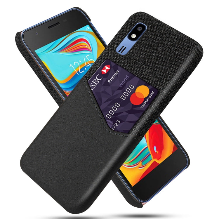 For Samsung Galaxy A2 Core Cloth Texture PC + PU Leather Back Cover Shockproof Case with Card Slot