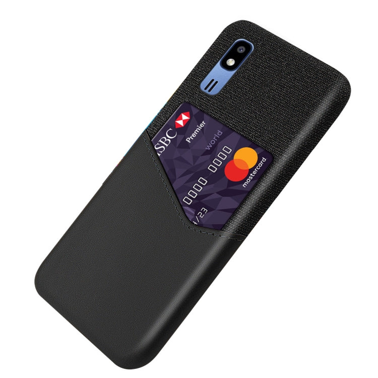 For Samsung Galaxy A2 Core Cloth Texture PC + PU Leather Back Cover Shockproof Case with Card Slot