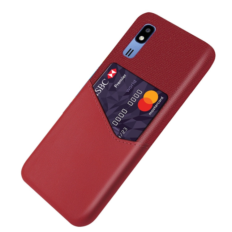 For Samsung Galaxy A2 Core Cloth Texture PC + PU Leather Back Cover Shockproof Case with Card Slot