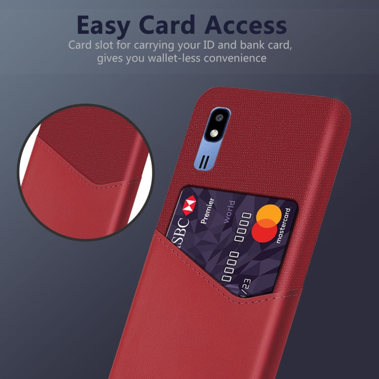 For Samsung Galaxy A2 Core Cloth Texture PC + PU Leather Back Cover Shockproof Case with Card Slot