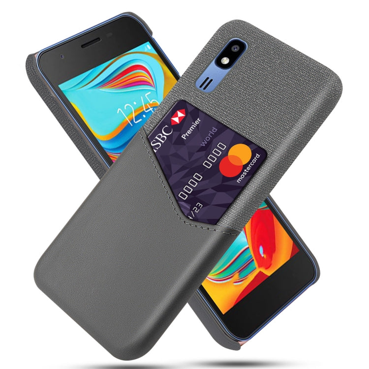 For Samsung Galaxy A2 Core Cloth Texture PC + PU Leather Back Cover Shockproof Case with Card Slot