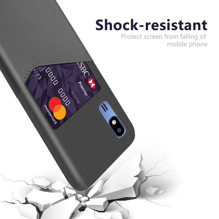 For Samsung Galaxy A2 Core Cloth Texture PC + PU Leather Back Cover Shockproof Case with Card Slot