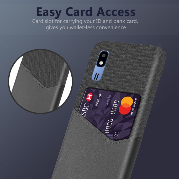 For Samsung Galaxy A2 Core Cloth Texture PC + PU Leather Back Cover Shockproof Case with Card Slot