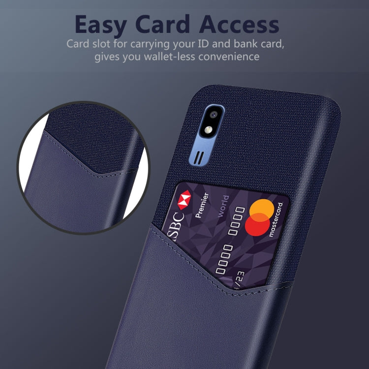 For Samsung Galaxy A2 Core Cloth Texture PC + PU Leather Back Cover Shockproof Case with Card Slot