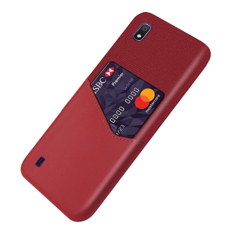 For Samsung Galaxy A10 Cloth Texture PC + PU Leather Back Cover Shockproof Case with Card Slot