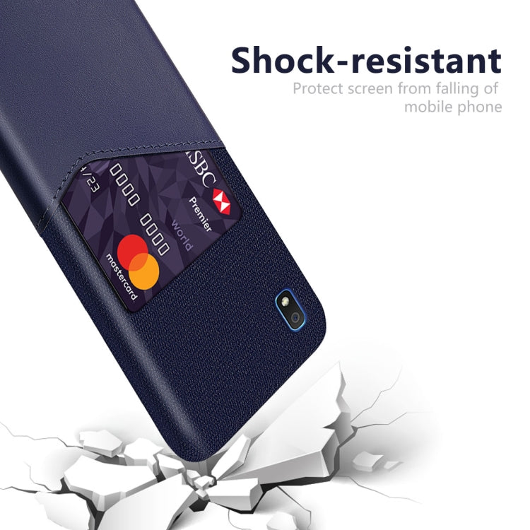 For Samsung Galaxy A10 Cloth Texture PC + PU Leather Back Cover Shockproof Case with Card Slot