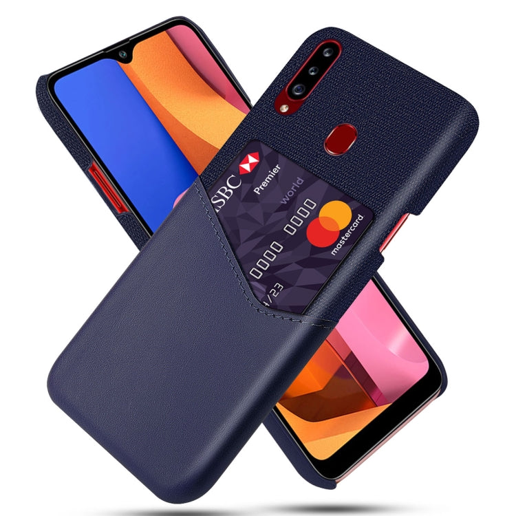 For Samsung Galaxy A20s Cloth Texture PC + PU Leather Back Cover Shockproof Case with Card Slot