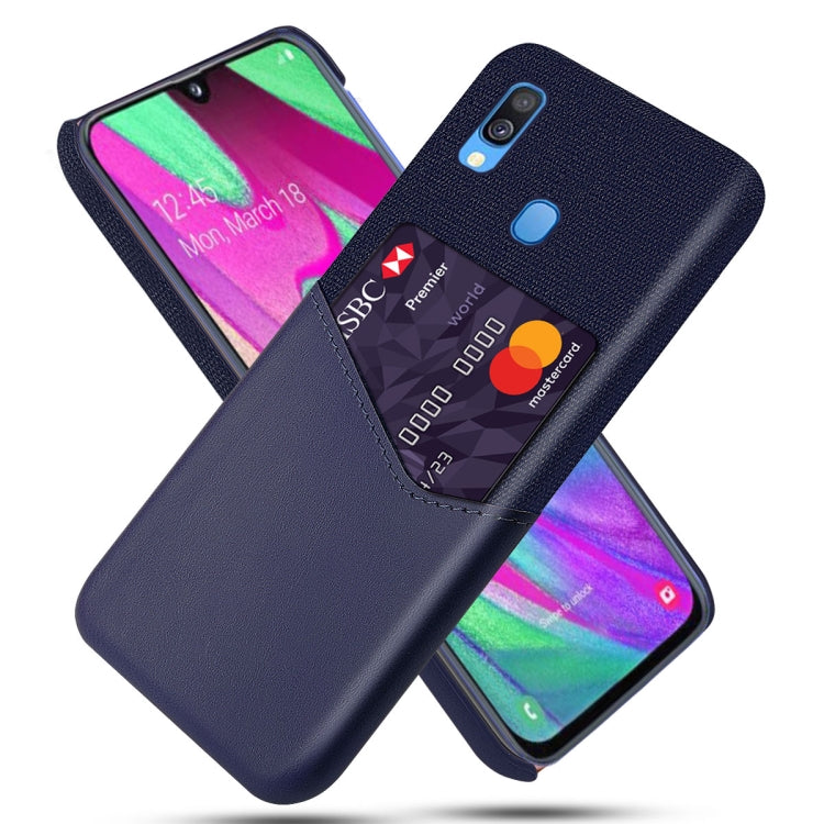 For Samsung Galaxy A40 Cloth Texture PC + PU Leather Back Cover Shockproof Case with Card Slot