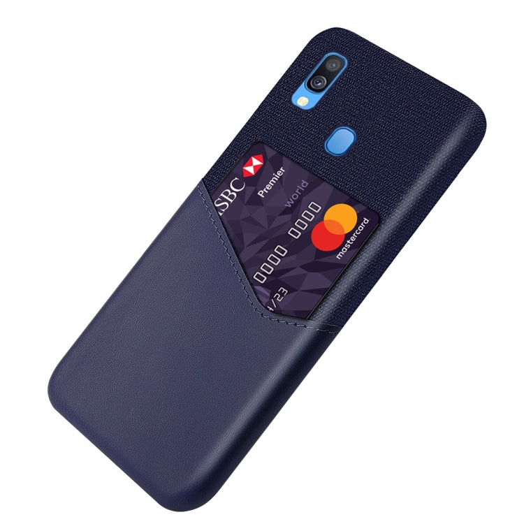 For Samsung Galaxy A40 Cloth Texture PC + PU Leather Back Cover Shockproof Case with Card Slot