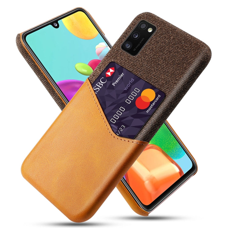 For Samsung Galaxy A41 Cloth Texture PC + PU Leather Back Cover Shockproof Case with Card Slot