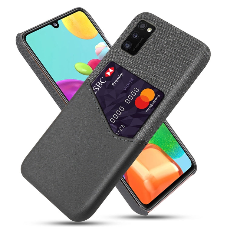 For Samsung Galaxy A41 Cloth Texture PC + PU Leather Back Cover Shockproof Case with Card Slot