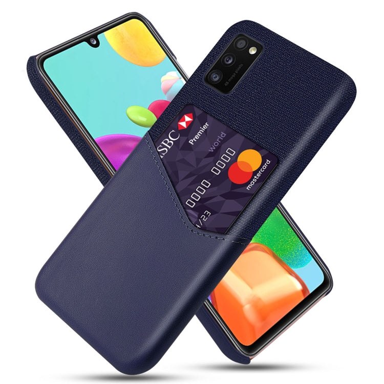 For Samsung Galaxy A41 Cloth Texture PC + PU Leather Back Cover Shockproof Case with Card Slot