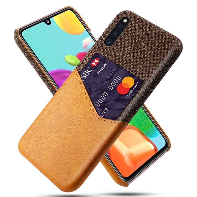 For Samsung Galaxy A41 JE Version Cloth Texture PC + PU Leather Back Cover Shockproof Case with Card Slot