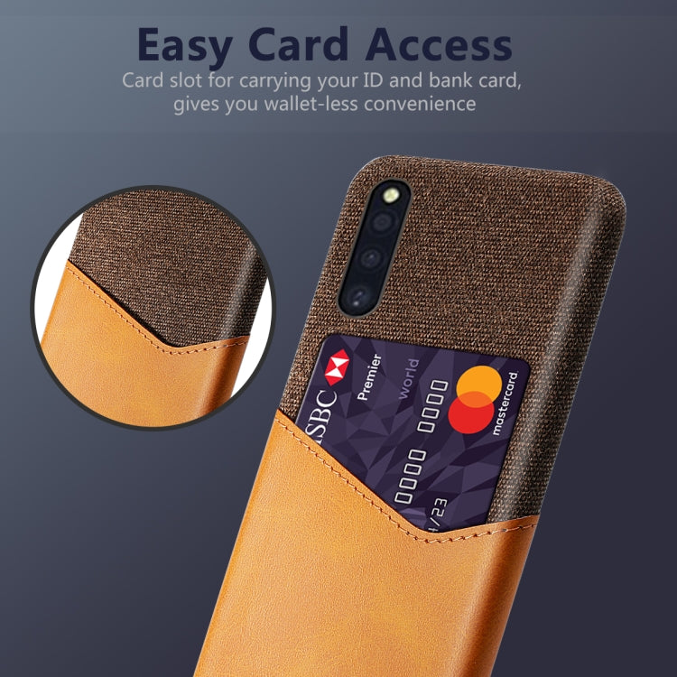 For Samsung Galaxy A41 JE Version Cloth Texture PC + PU Leather Back Cover Shockproof Case with Card Slot
