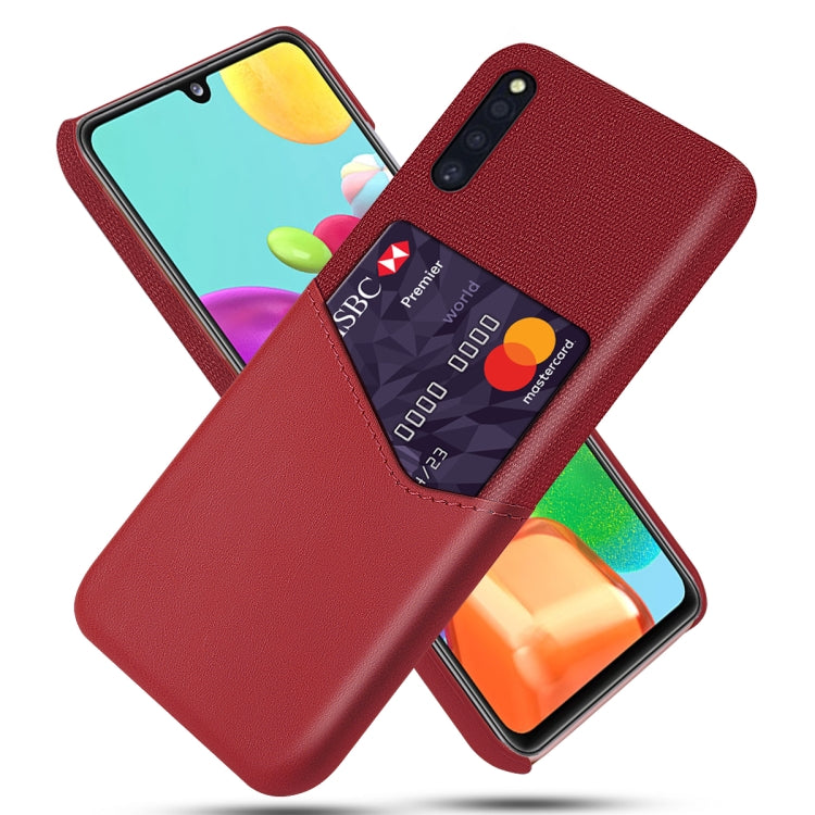 For Samsung Galaxy A41 JE Version Cloth Texture PC + PU Leather Back Cover Shockproof Case with Card Slot