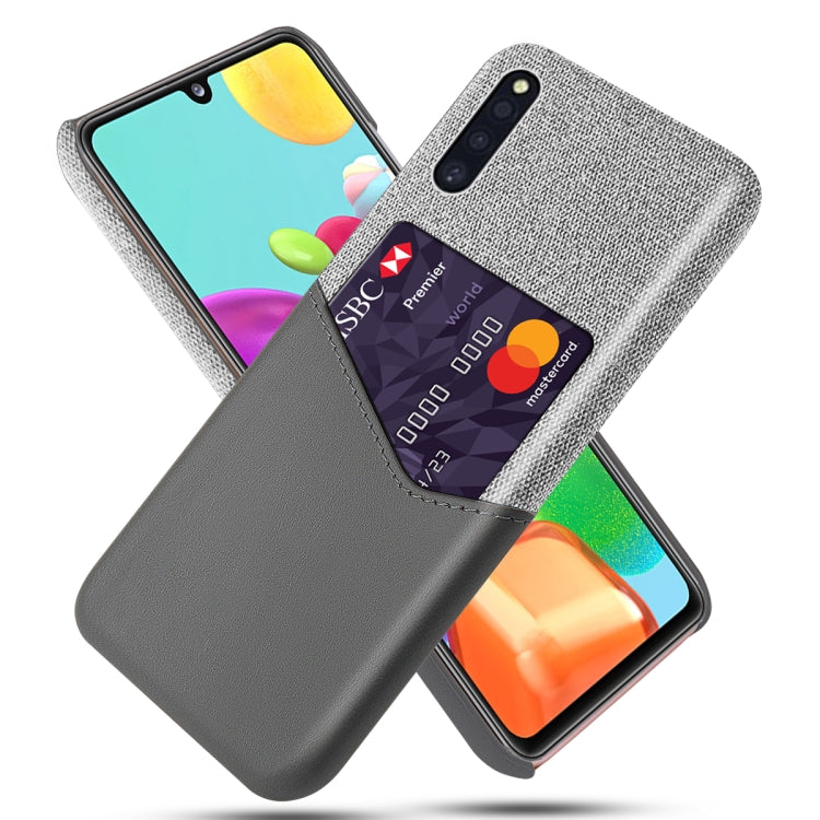 For Samsung Galaxy A41 JE Version Cloth Texture PC + PU Leather Back Cover Shockproof Case with Card Slot