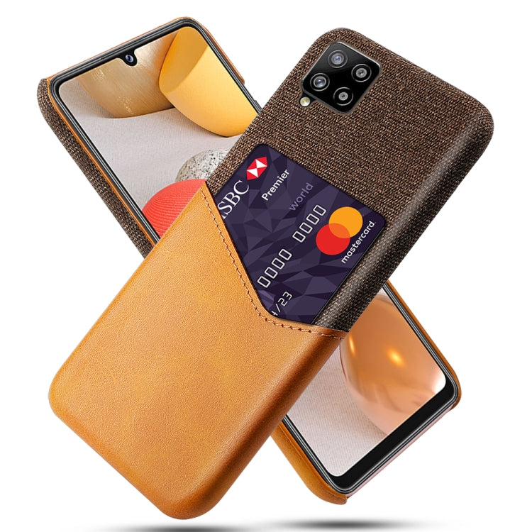 For Samsung Galaxy A42 5G Cloth Texture PC + PU Leather Back Cover Shockproof Case with Card Slot