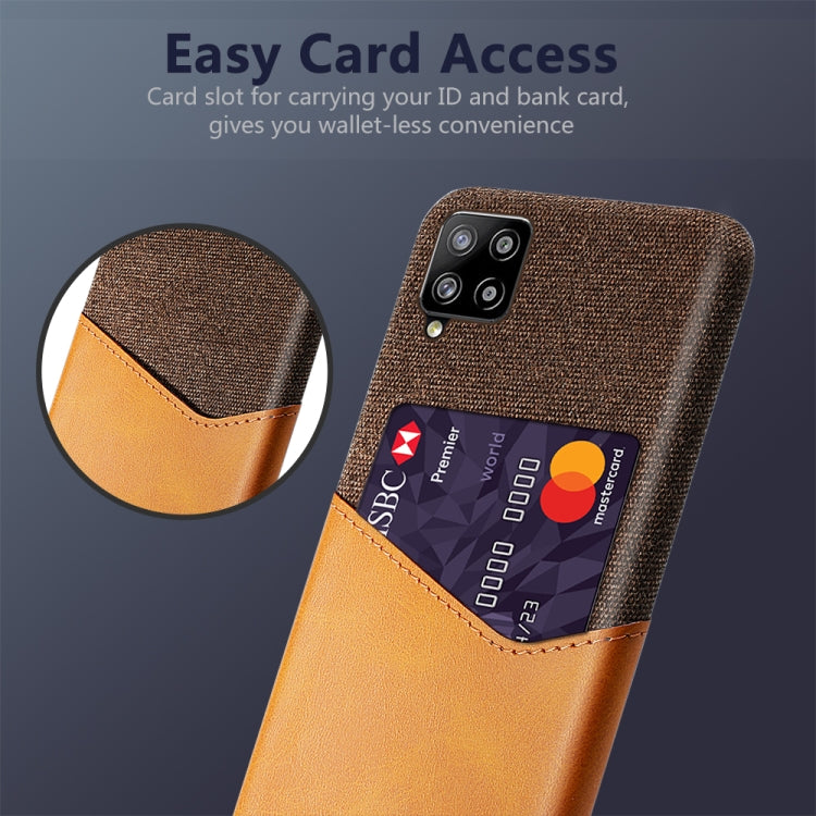For Samsung Galaxy A42 5G Cloth Texture PC + PU Leather Back Cover Shockproof Case with Card Slot