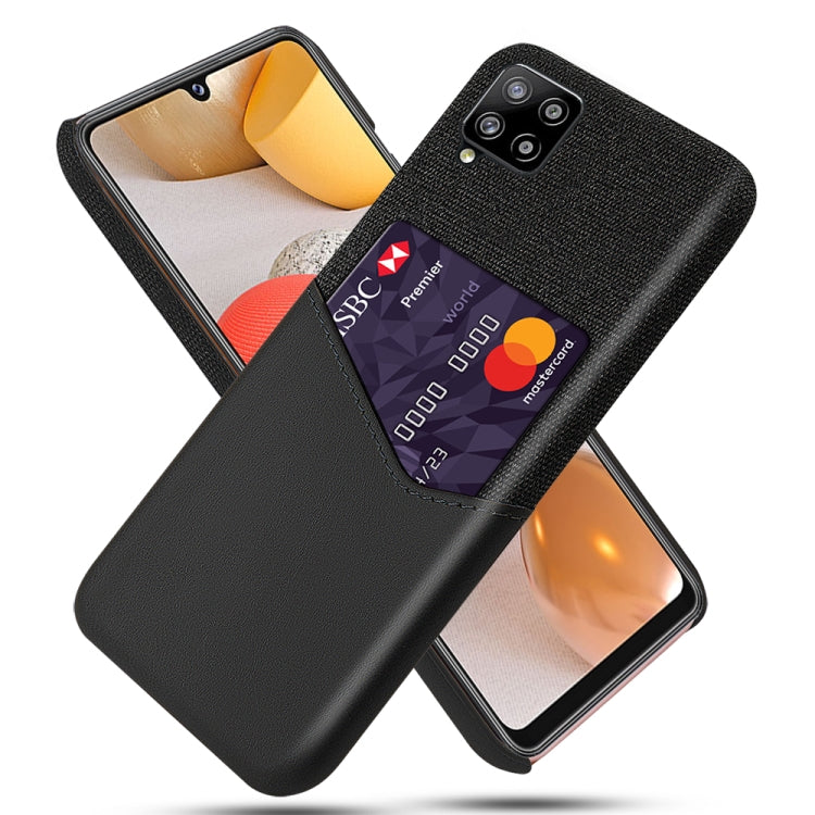 For Samsung Galaxy A42 5G Cloth Texture PC + PU Leather Back Cover Shockproof Case with Card Slot