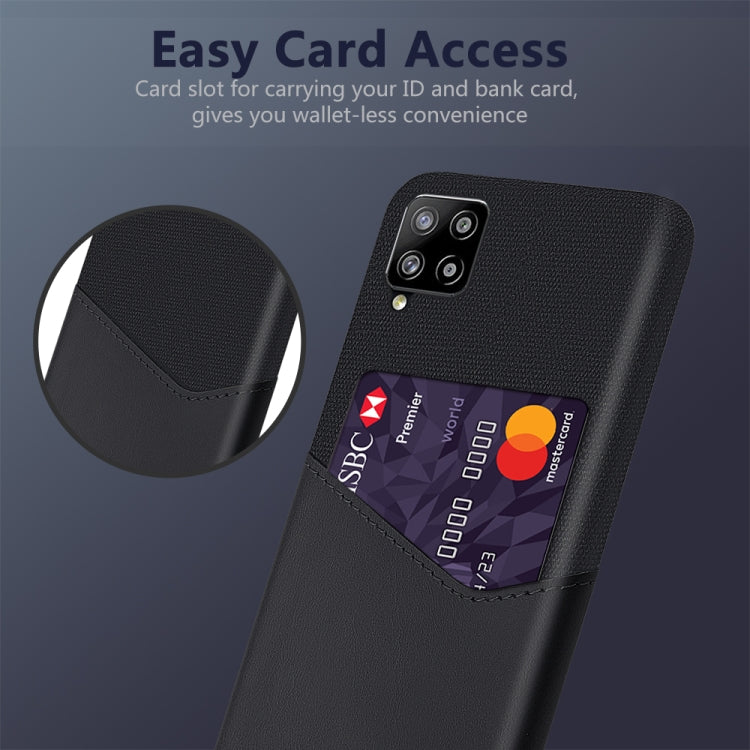 For Samsung Galaxy A42 5G Cloth Texture PC + PU Leather Back Cover Shockproof Case with Card Slot