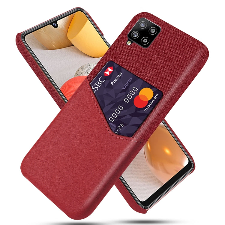 For Samsung Galaxy A42 5G Cloth Texture PC + PU Leather Back Cover Shockproof Case with Card Slot