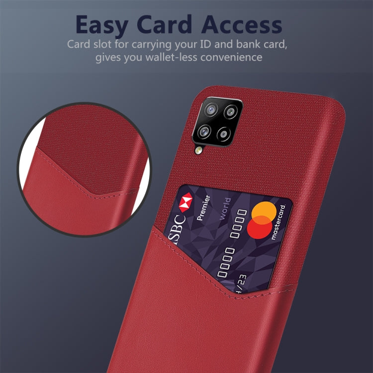 For Samsung Galaxy A42 5G Cloth Texture PC + PU Leather Back Cover Shockproof Case with Card Slot