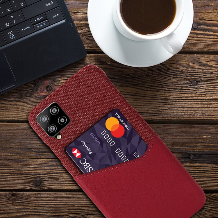 For Samsung Galaxy A42 5G Cloth Texture PC + PU Leather Back Cover Shockproof Case with Card Slot