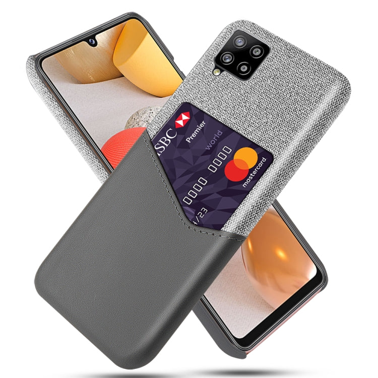 For Samsung Galaxy A42 5G Cloth Texture PC + PU Leather Back Cover Shockproof Case with Card Slot