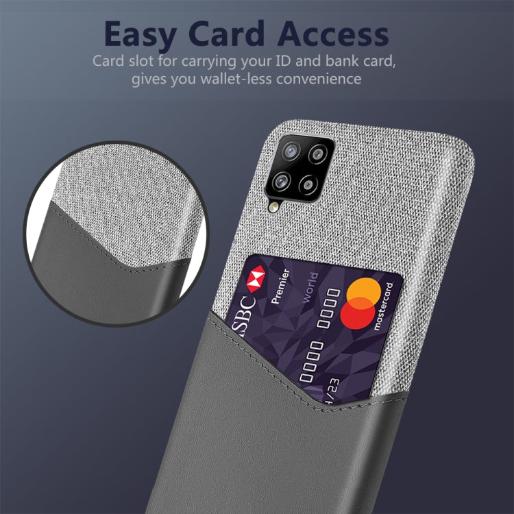 For Samsung Galaxy A42 5G Cloth Texture PC + PU Leather Back Cover Shockproof Case with Card Slot
