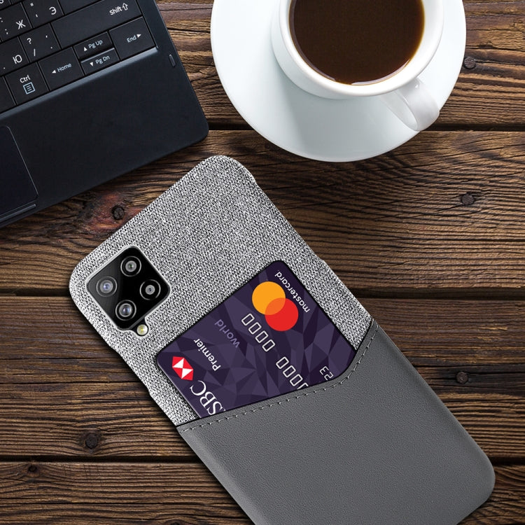 For Samsung Galaxy A42 5G Cloth Texture PC + PU Leather Back Cover Shockproof Case with Card Slot
