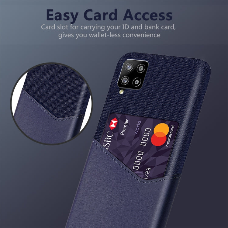 For Samsung Galaxy A42 5G Cloth Texture PC + PU Leather Back Cover Shockproof Case with Card Slot