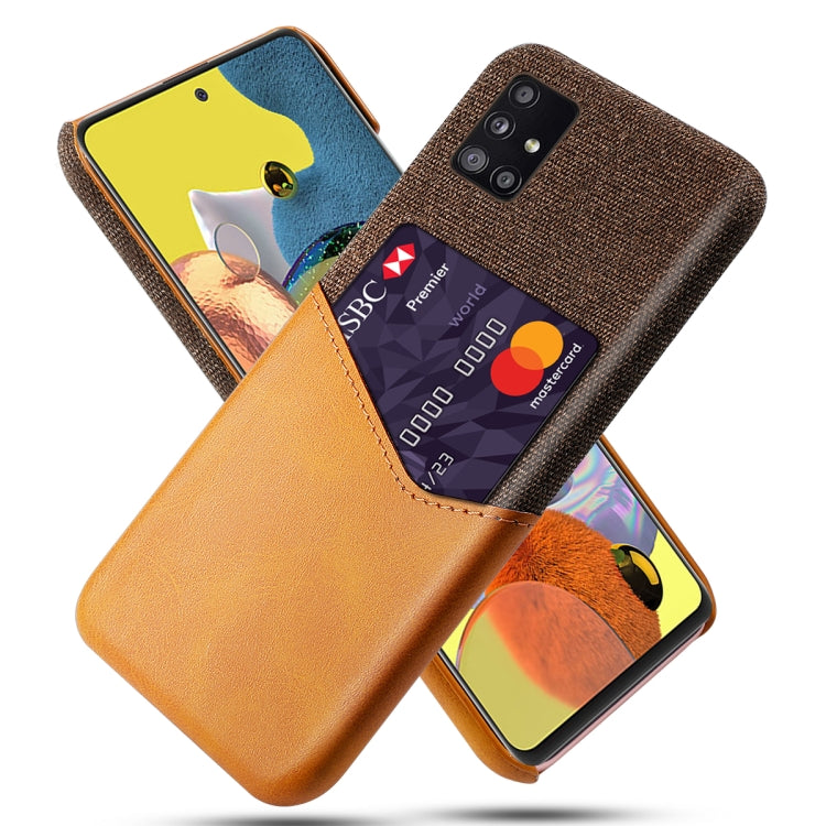 For Samsung Galaxy A51 5G Cloth Texture PC + PU Leather Back Cover Shockproof Case with Card Slot