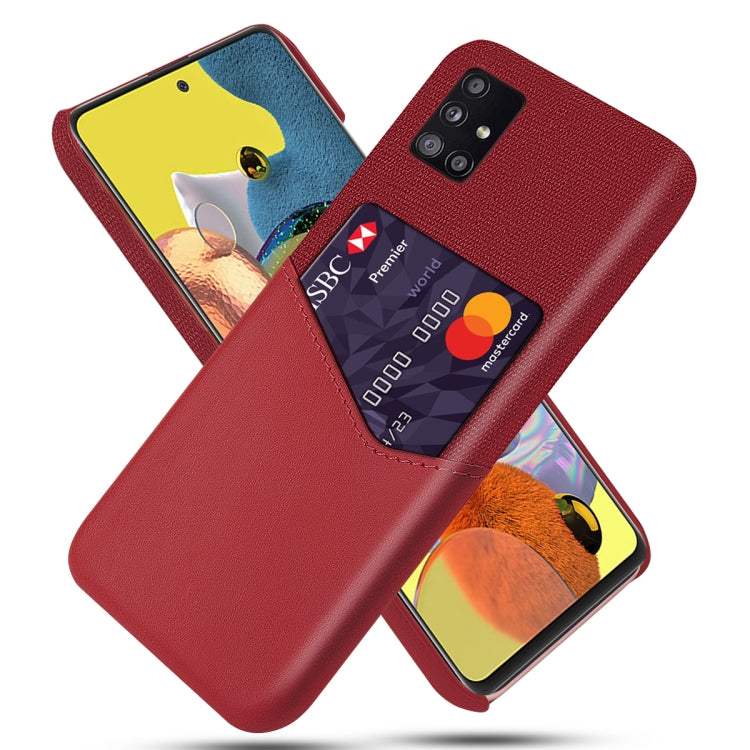 For Samsung Galaxy A51 5G Cloth Texture PC + PU Leather Back Cover Shockproof Case with Card Slot