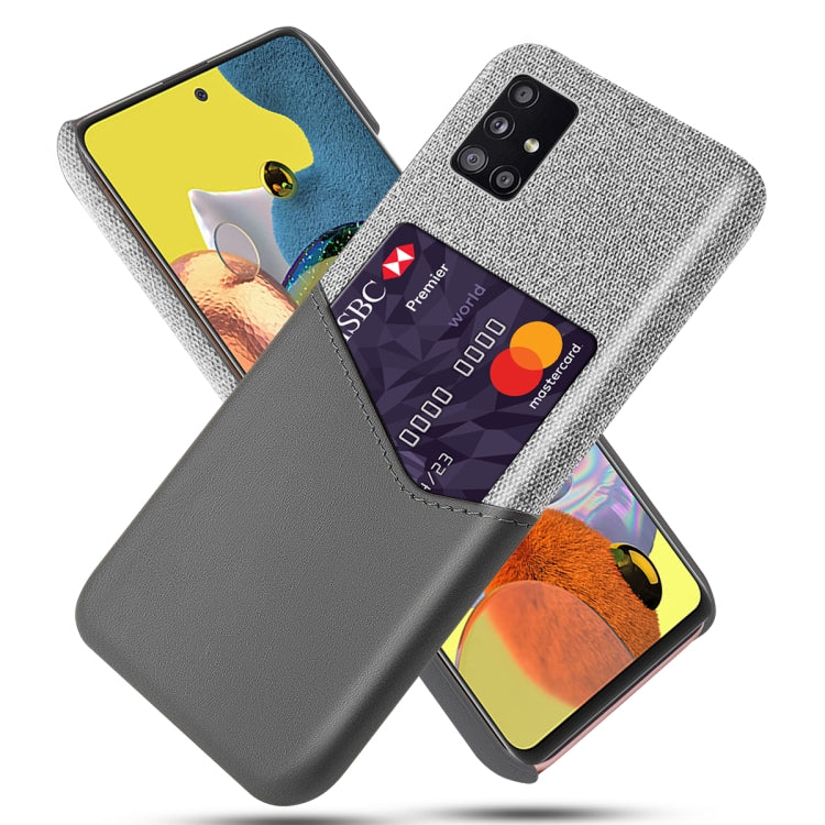 For Samsung Galaxy A51 5G Cloth Texture PC + PU Leather Back Cover Shockproof Case with Card Slot