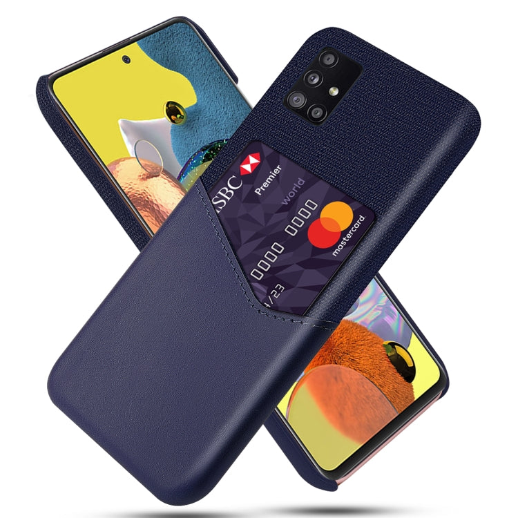 For Samsung Galaxy A51 5G Cloth Texture PC + PU Leather Back Cover Shockproof Case with Card Slot