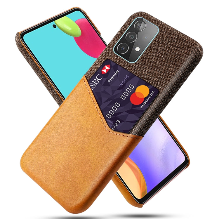 For Samsung Galaxy A52 5G Cloth Texture PC + PU Leather Back Cover Shockproof Case with Card Slot