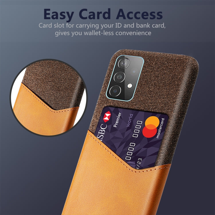 For Samsung Galaxy A52 5G Cloth Texture PC + PU Leather Back Cover Shockproof Case with Card Slot