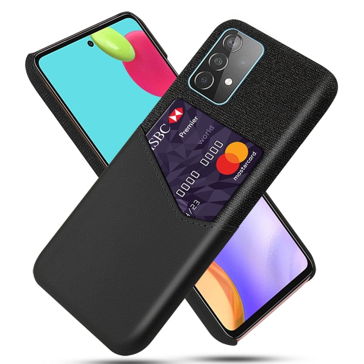 For Samsung Galaxy A52 5G Cloth Texture PC + PU Leather Back Cover Shockproof Case with Card Slot