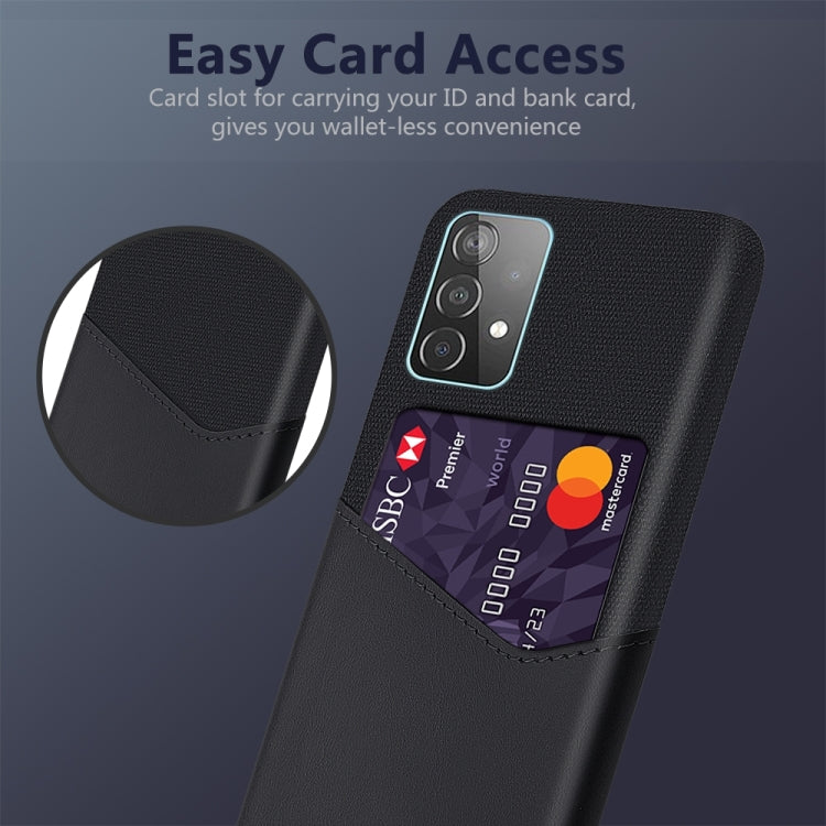 For Samsung Galaxy A52 5G Cloth Texture PC + PU Leather Back Cover Shockproof Case with Card Slot
