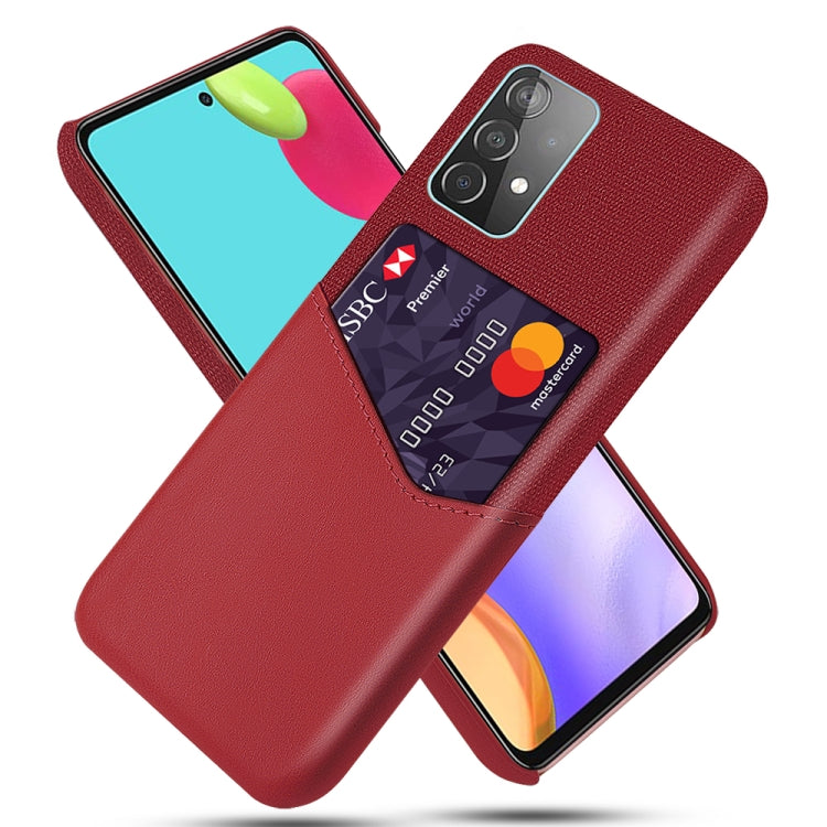 For Samsung Galaxy A52 5G Cloth Texture PC + PU Leather Back Cover Shockproof Case with Card Slot