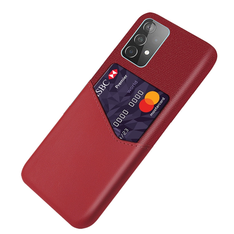 For Samsung Galaxy A52 5G Cloth Texture PC + PU Leather Back Cover Shockproof Case with Card Slot
