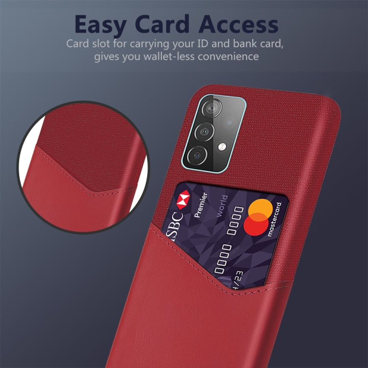 For Samsung Galaxy A52 5G Cloth Texture PC + PU Leather Back Cover Shockproof Case with Card Slot