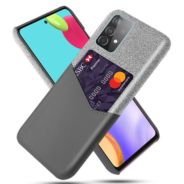 For Samsung Galaxy A52 5G Cloth Texture PC + PU Leather Back Cover Shockproof Case with Card Slot