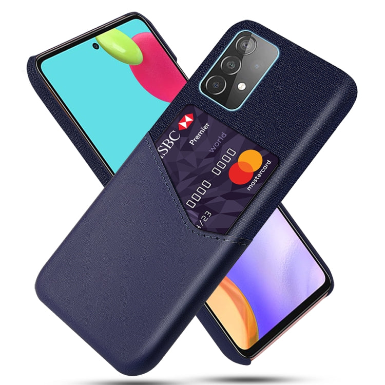 For Samsung Galaxy A52 5G Cloth Texture PC + PU Leather Back Cover Shockproof Case with Card Slot