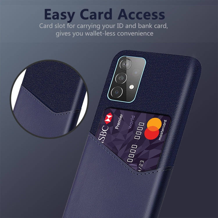 For Samsung Galaxy A52 5G Cloth Texture PC + PU Leather Back Cover Shockproof Case with Card Slot