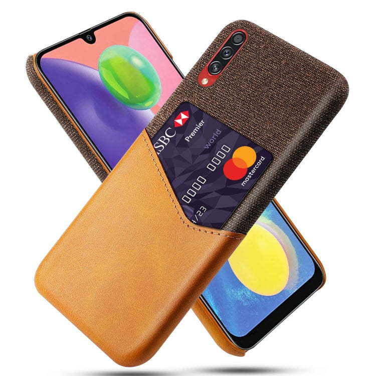 For Samsung Galaxy A70s Cloth Texture PC + PU Leather Back Cover Shockproof Case with Card Slot