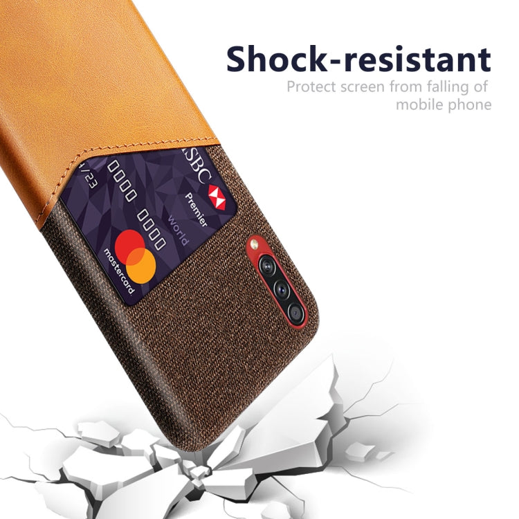 For Samsung Galaxy A70s Cloth Texture PC + PU Leather Back Cover Shockproof Case with Card Slot