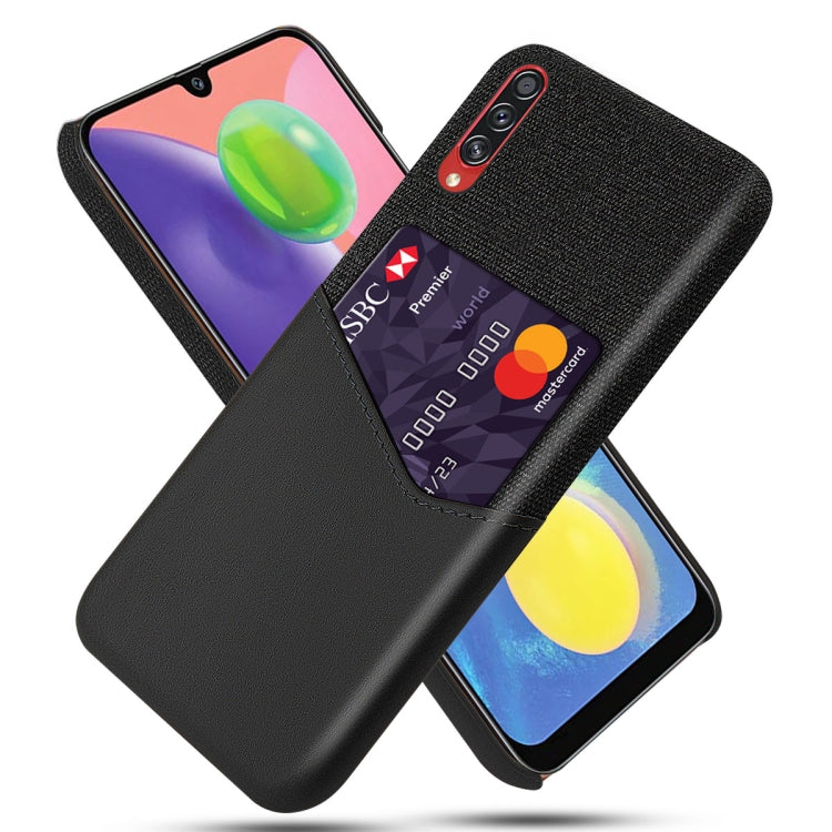 For Samsung Galaxy A70s Cloth Texture PC + PU Leather Back Cover Shockproof Case with Card Slot