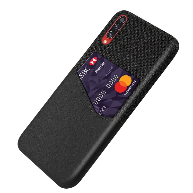For Samsung Galaxy A70s Cloth Texture PC + PU Leather Back Cover Shockproof Case with Card Slot