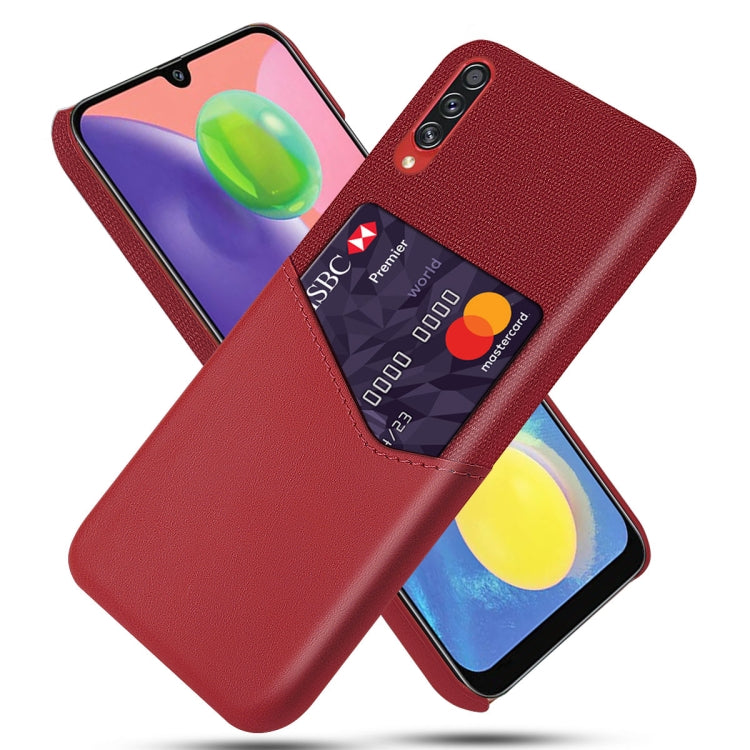 For Samsung Galaxy A70s Cloth Texture PC + PU Leather Back Cover Shockproof Case with Card Slot